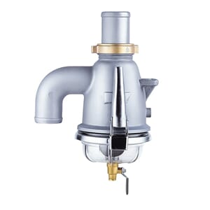 Siffong ventil Ø60. rett stuss. aluminium. m/3/4 tappekran